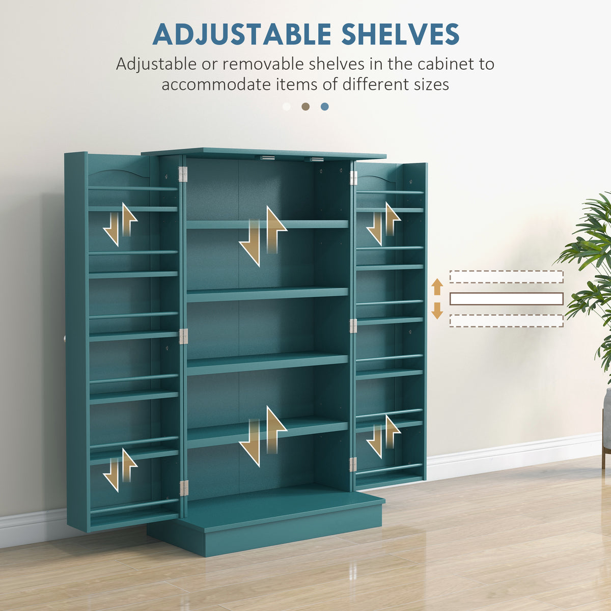 41" Kitchen Pantry Storage Cabinet - 2-Door Teal Blue MDF-Home Furnishings > Storage & Organization > Kitchen Pantry Cabinets-DECOROLALA