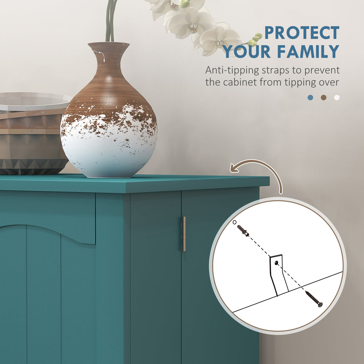 41" Kitchen Pantry Storage Cabinet - 2-Door Teal Blue MDF-Home Furnishings > Storage & Organization > Kitchen Pantry Cabinets-DECOROLALA