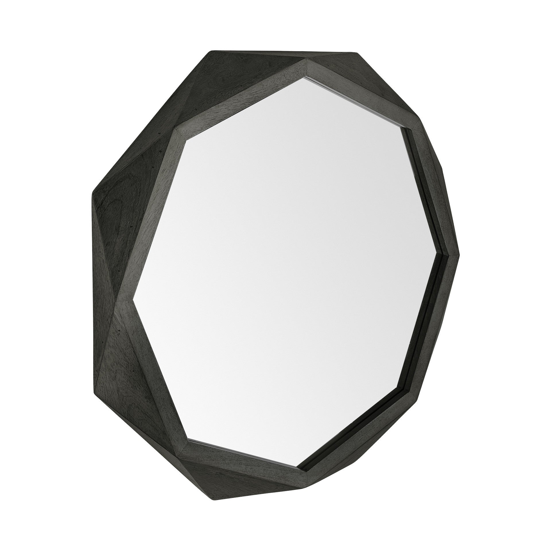 41" Octagon Black Wood Frame Wall Mirror-Mirrors-DECOROLALA
