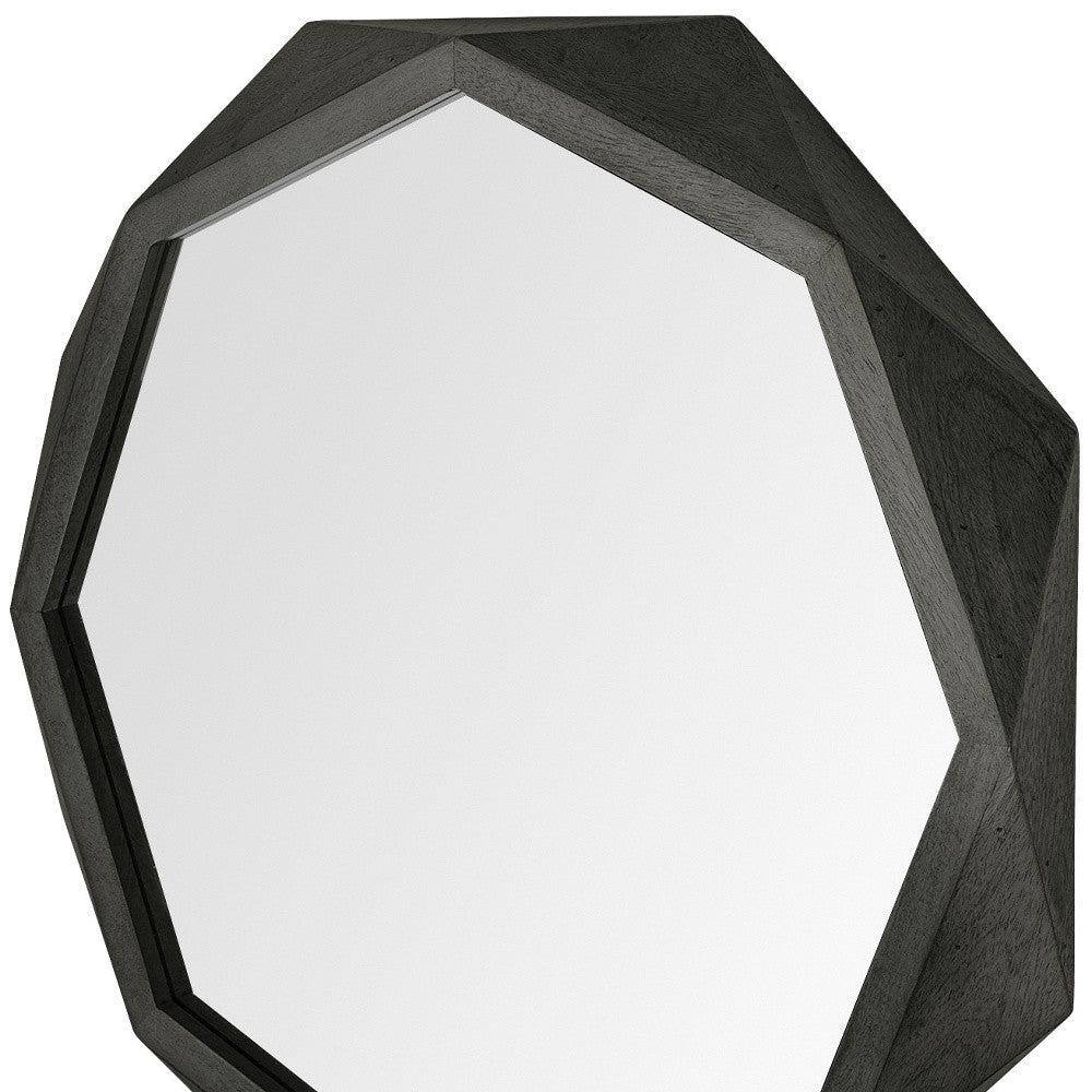 41" Octagon Black Wood Frame Wall Mirror-Mirrors-DECOROLALA