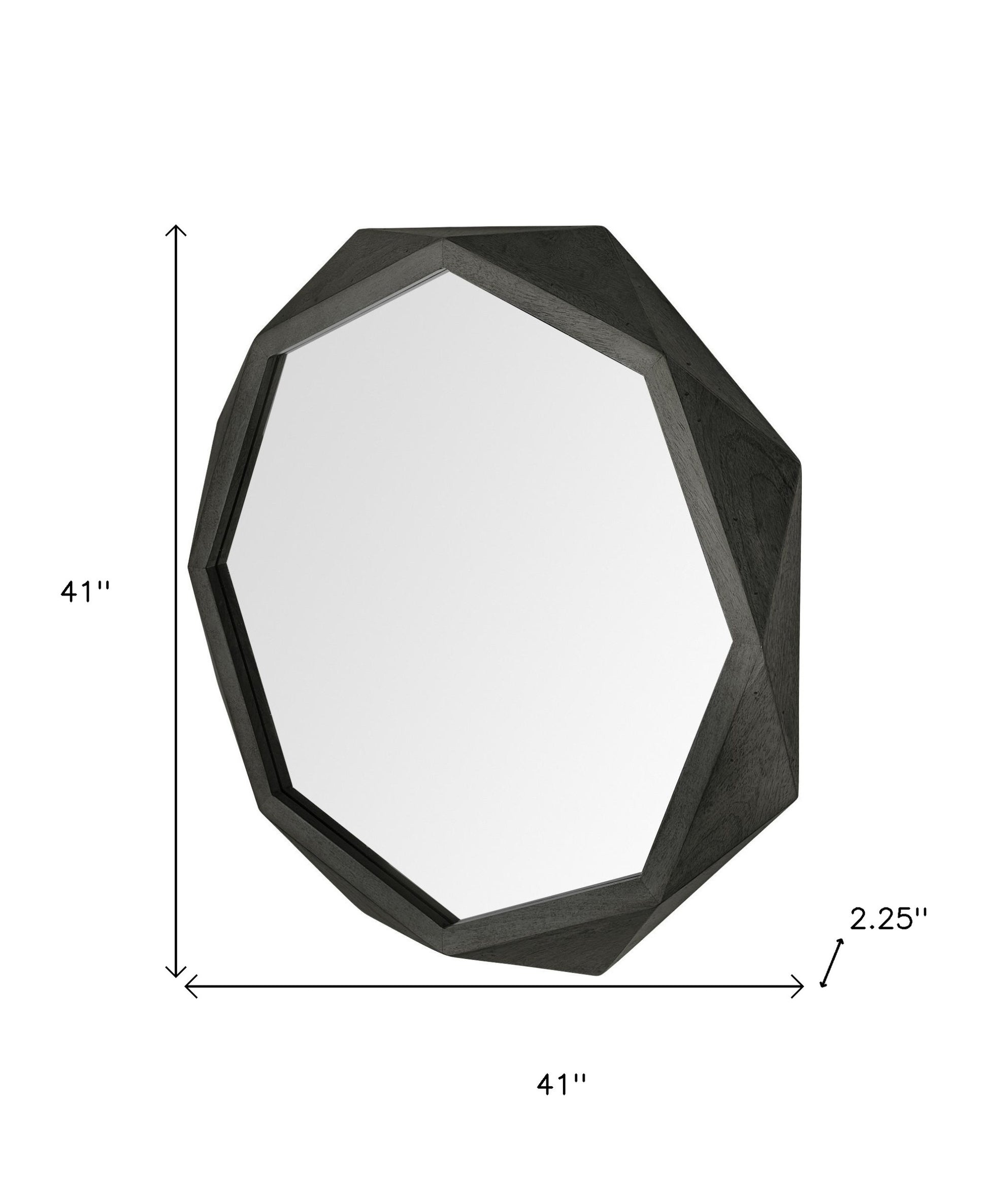 41" Octagon Black Wood Frame Wall Mirror-Mirrors-DECOROLALA