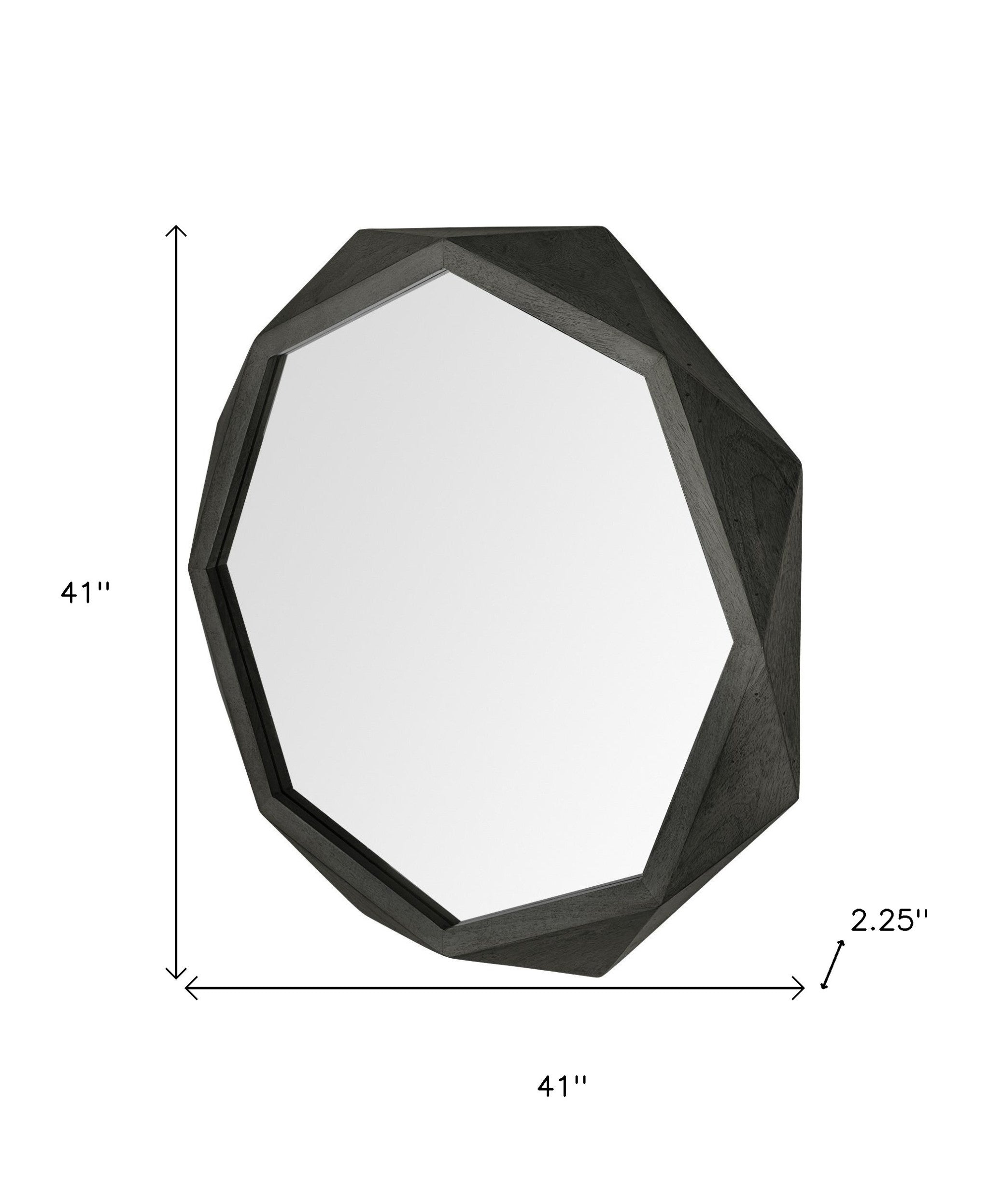 41" Octagon Black Wood Frame Wall Mirror-Mirrors-DECOROLALA