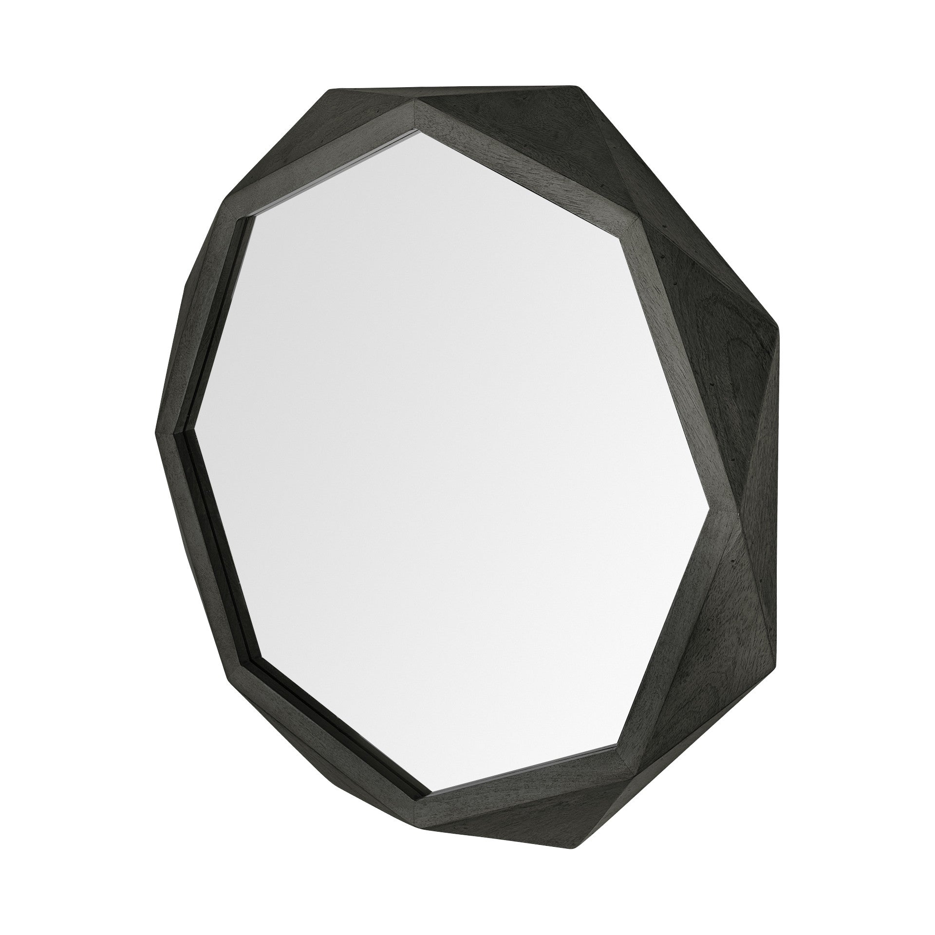 41" Octagon Black Wood Frame Wall Mirror-Mirrors-DECOROLALA