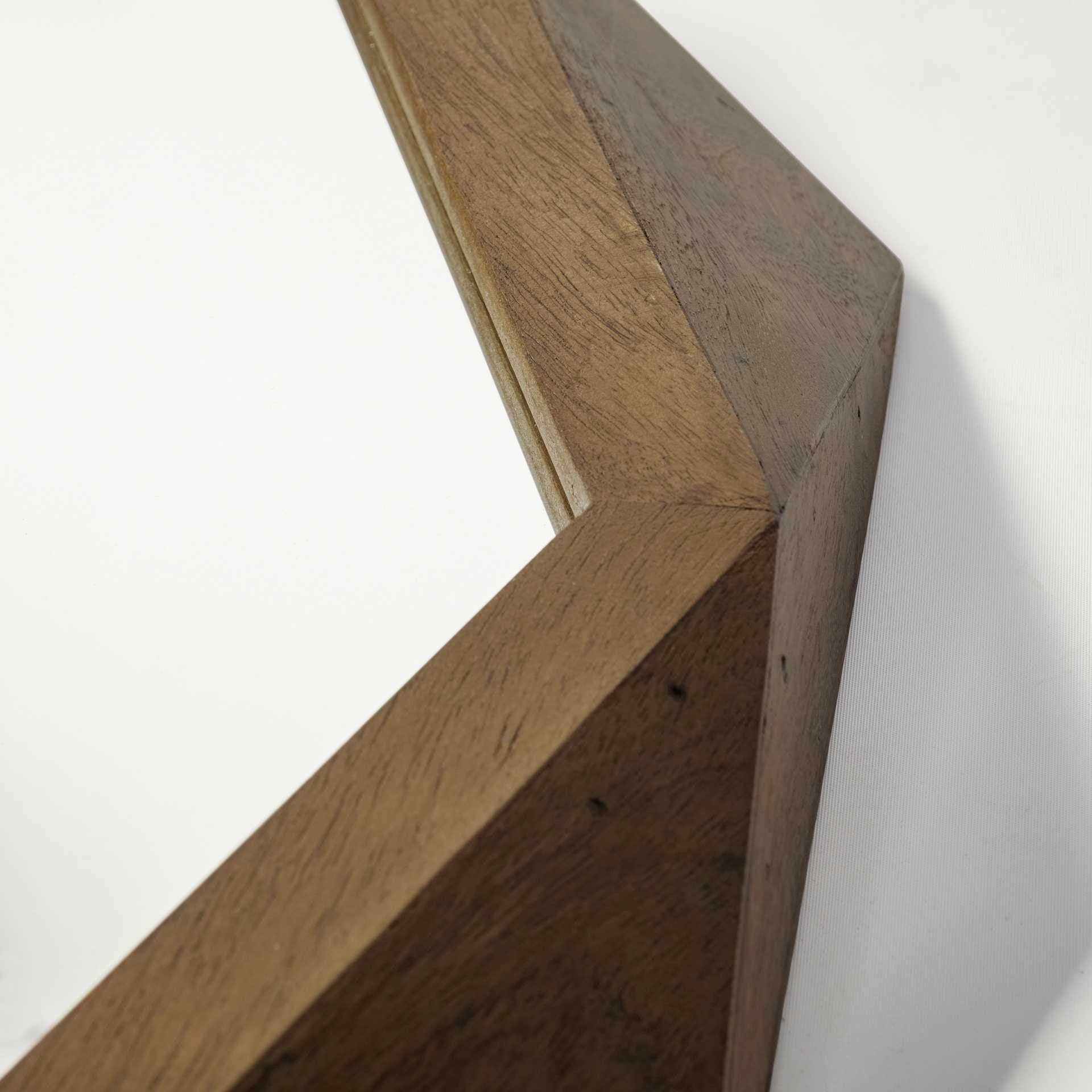 41" Octagon Brown Wood Frame Wall Mirror-Mirrors-DECOROLALA