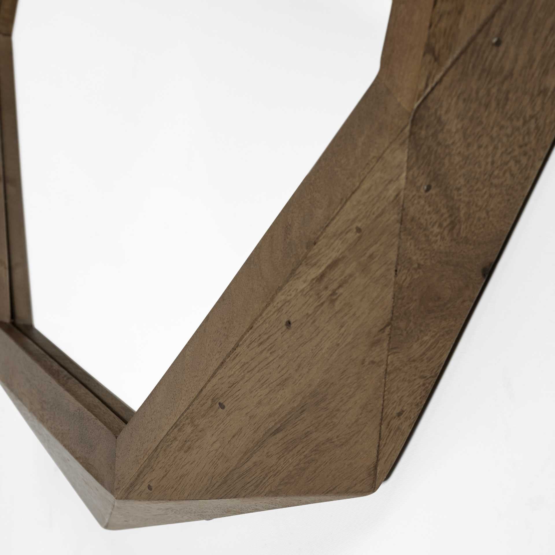 41" Octagon Brown Wood Frame Wall Mirror-Mirrors-DECOROLALA