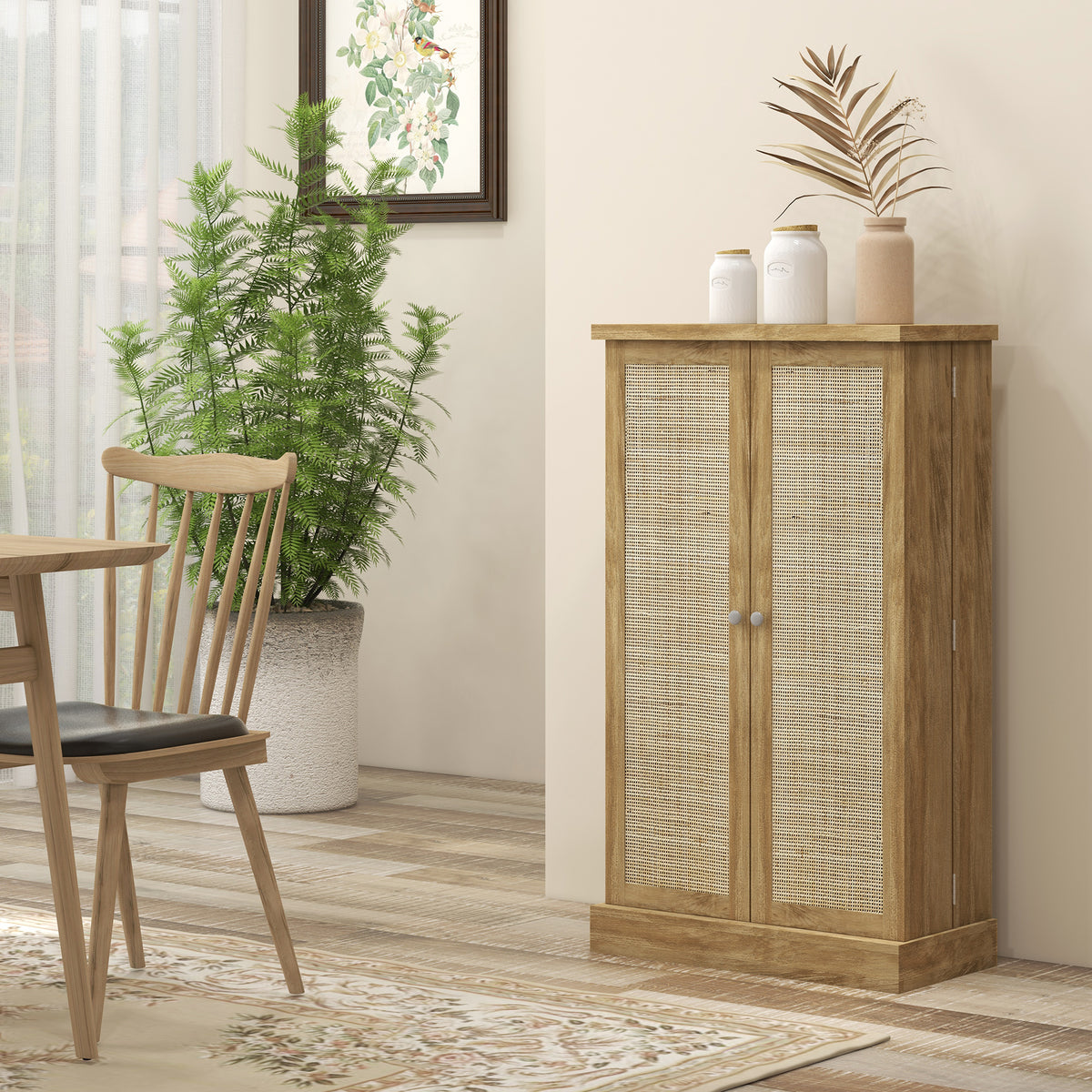 41" Rattan Kitchen Pantry Cabinet - 5-Tier Natural MDF Storage-Home Furnishings > Storage & Organization > Kitchen Pantry Cabinets-DECOROLALA