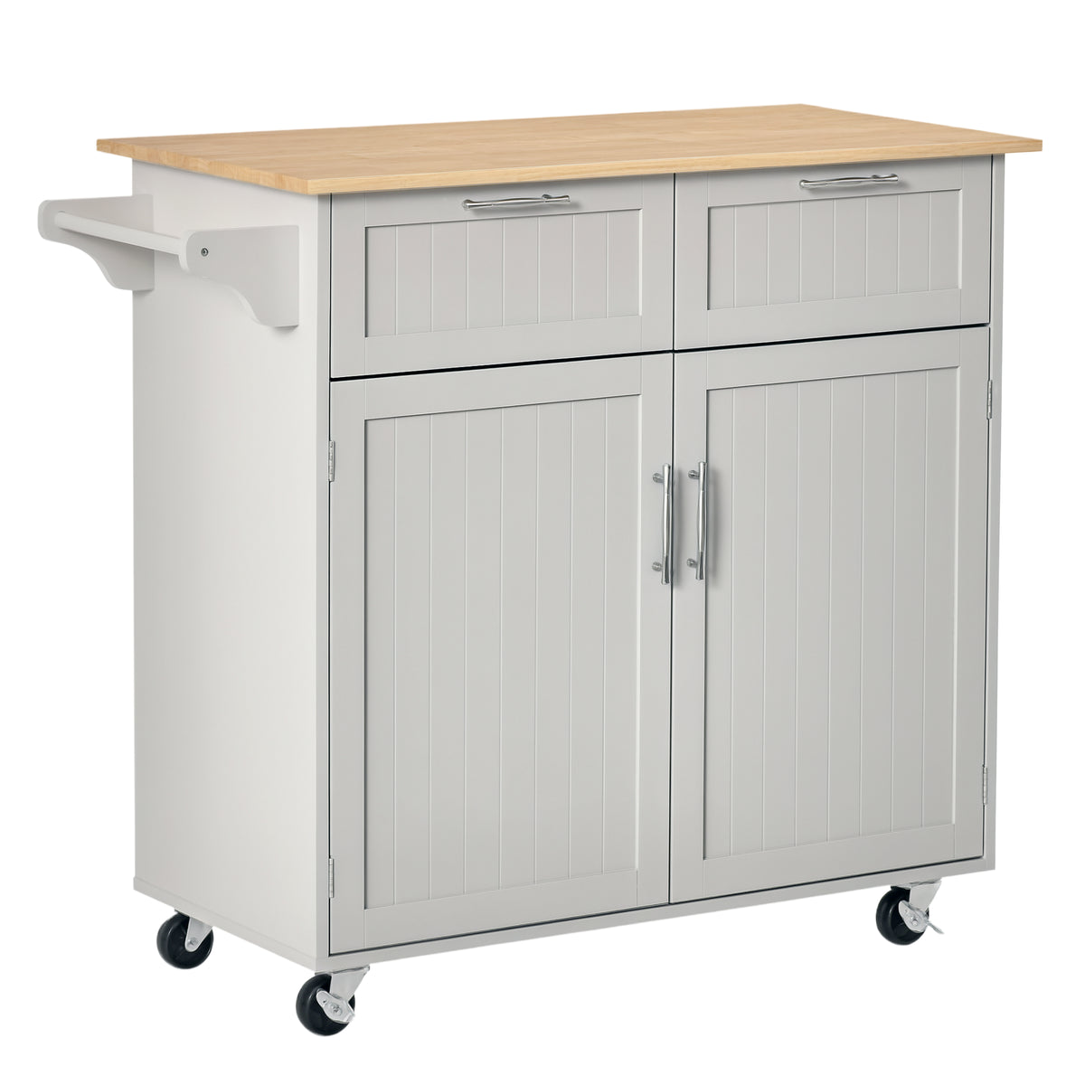41" Rolling Kitchen Island with Solid Wood Top - Grey-DECOROLALA