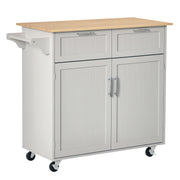 41" Rolling Kitchen Island with Solid Wood Top - Grey-DECOROLALA