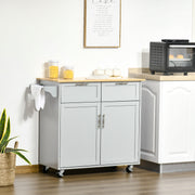 41" Rolling Kitchen Island with Solid Wood Top - Grey-DECOROLALA