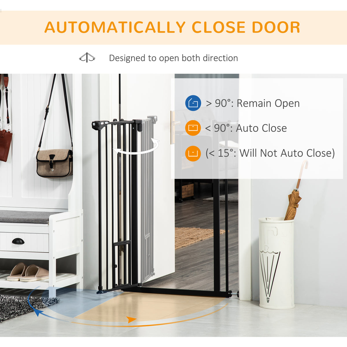 41" Steel Indoor Dog Gate with Small Cat Door - Black-Dogs-DECOROLALA