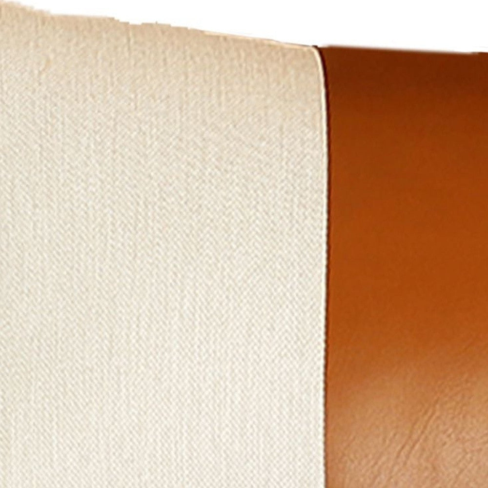 Set Of Two 18" X 18" Brown and Ivory Faux Leather Zippered Pillow-3