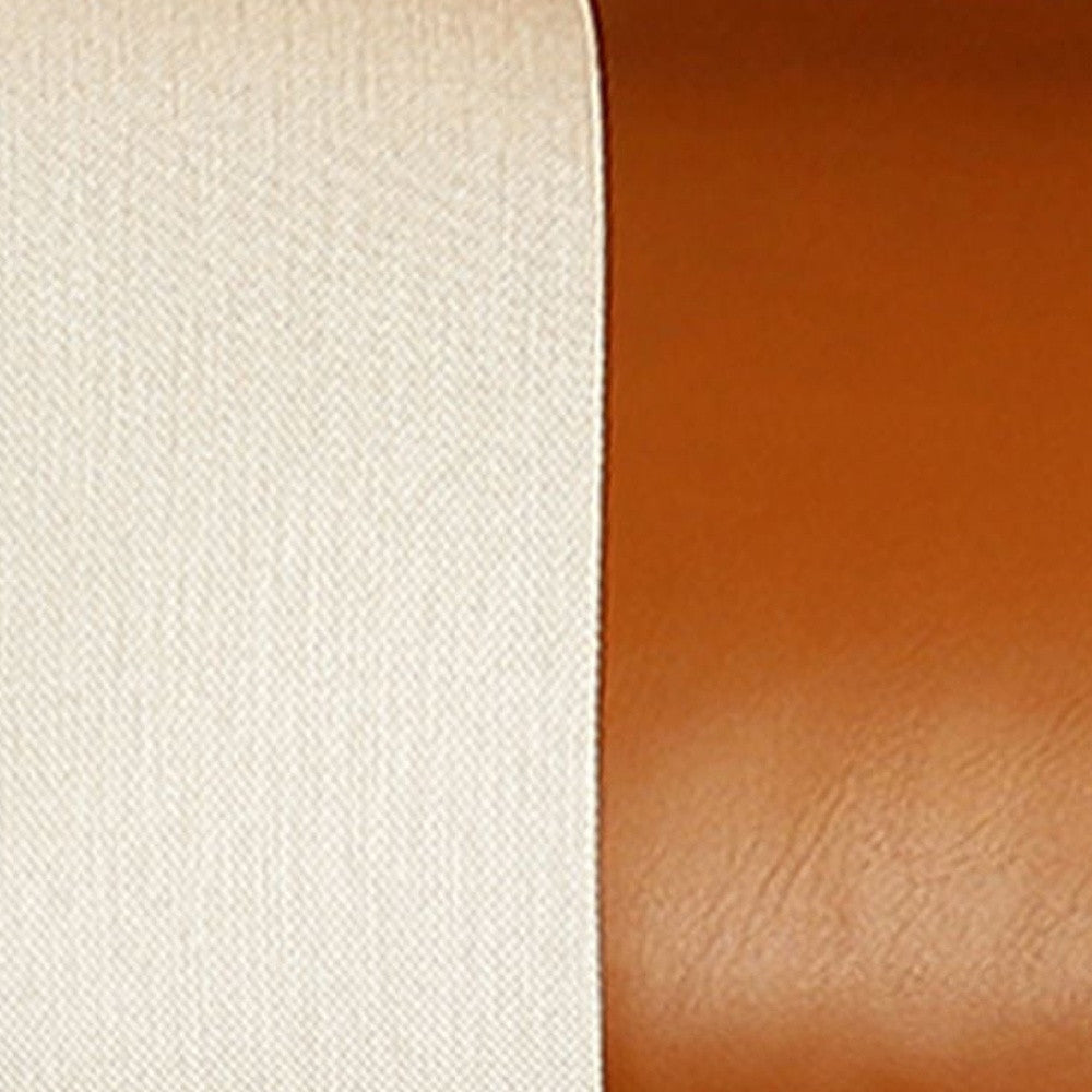 Set Of Four 18" X 18" Brown and Ivory Faux Leather Zippered Pillow-5