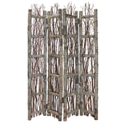 Earthy Birch and Twig Four Panel Room Divider Screen-Room Dividers-DECOROLALA