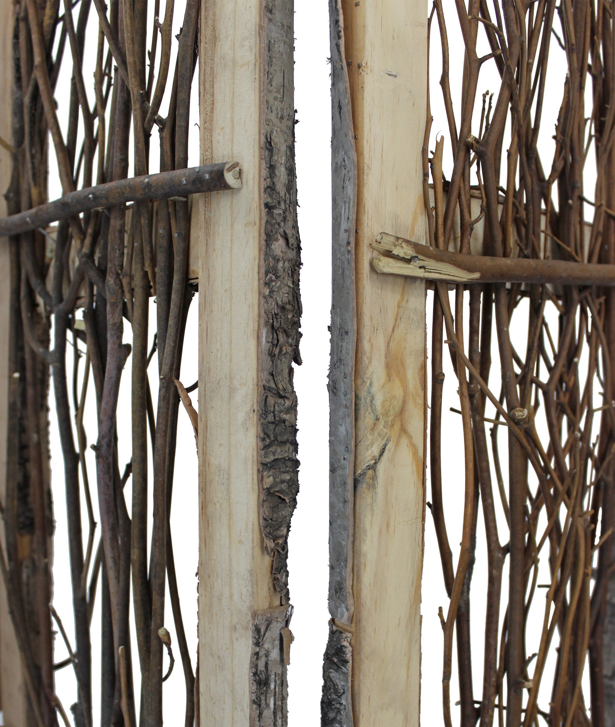 Earthy Birch and Twig Four Panel Room Divider Screen-Room Dividers-DECOROLALA