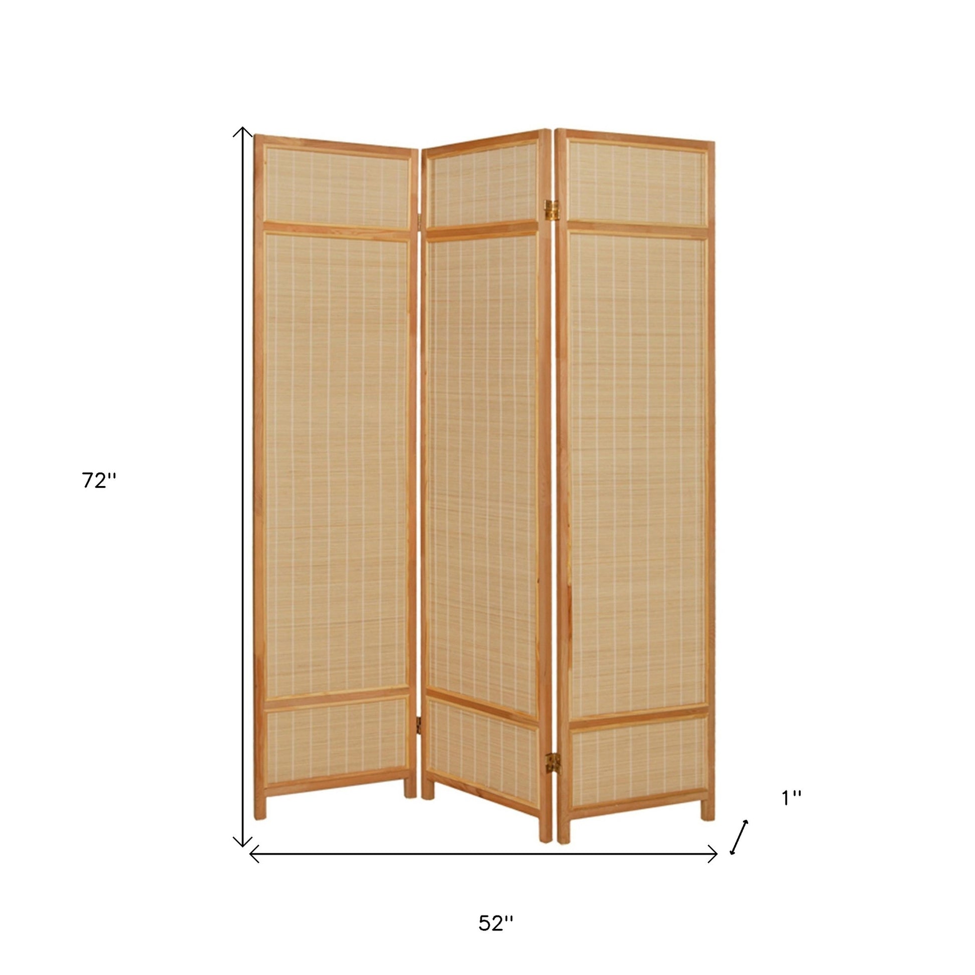 Natural Brown Bamboo Three Panel Room Divider Screen-Room Dividers-DECOROLALA