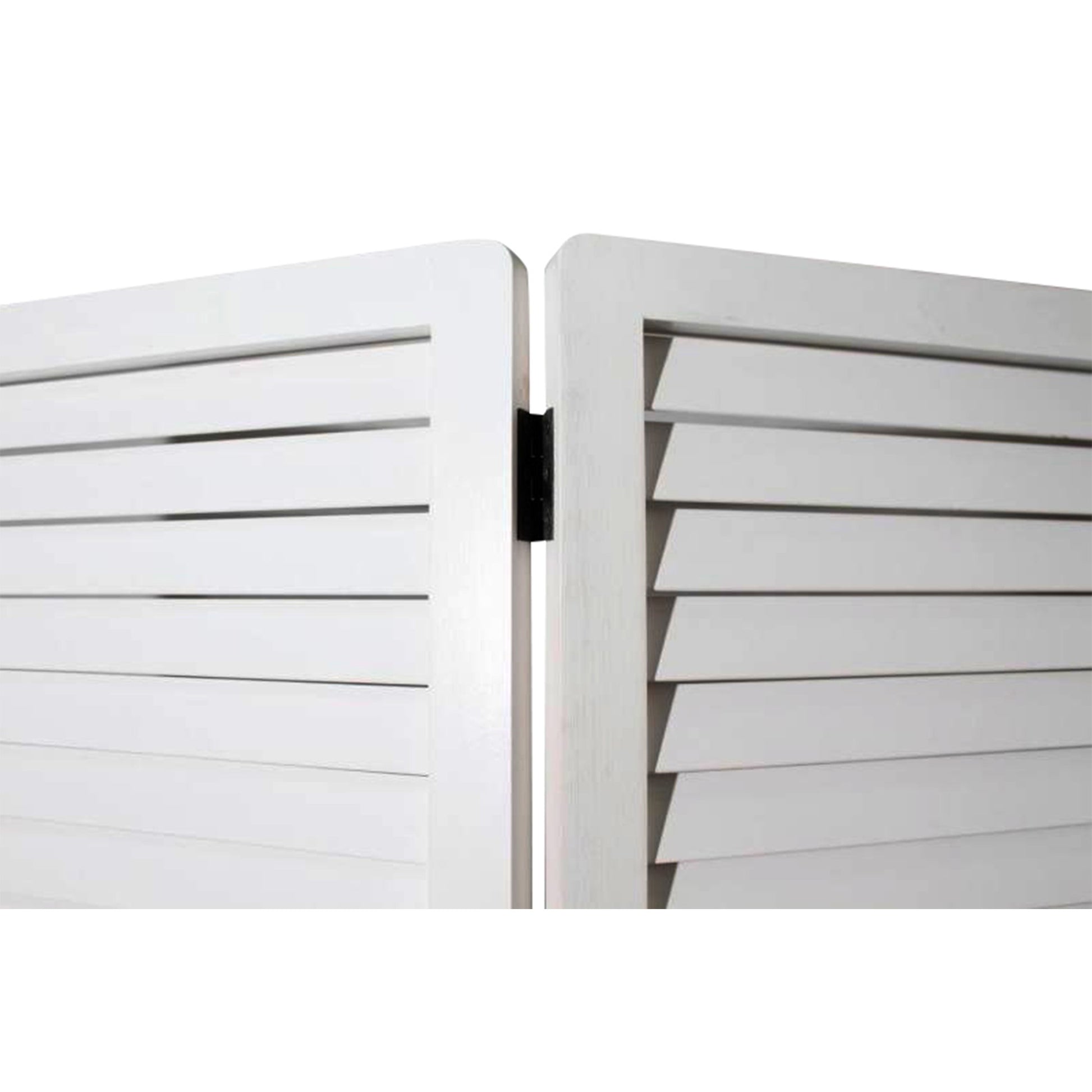 White Louvered Three Panel Room Divider Screen-Room Dividers-DECOROLALA