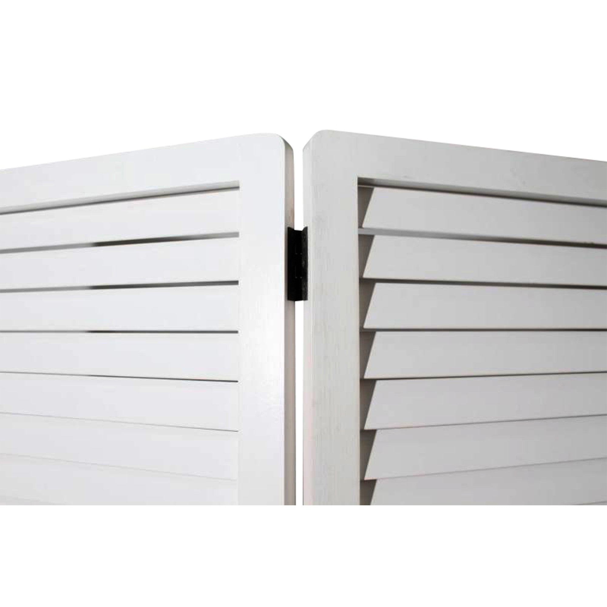 White Louvered Three Panel Room Divider Screen-Room Dividers-DECOROLALA