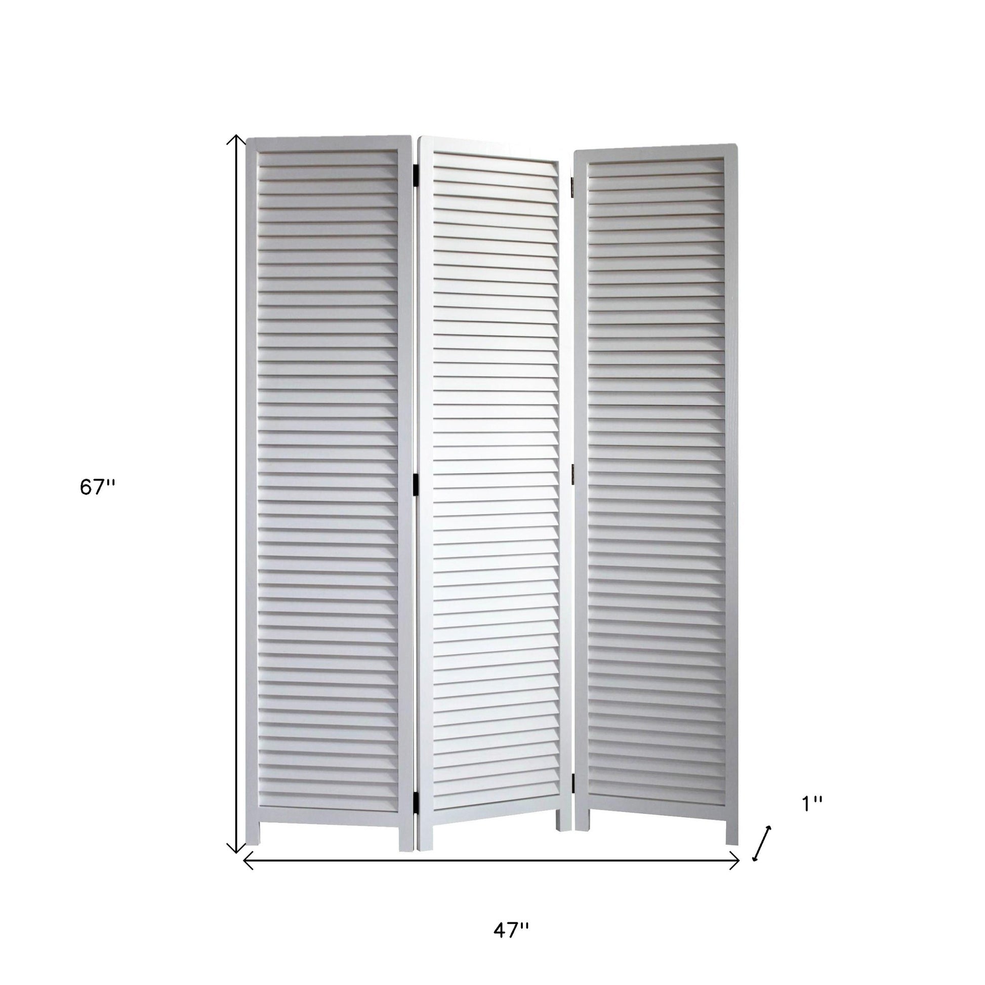 White Louvered Three Panel Room Divider Screen-Room Dividers-DECOROLALA