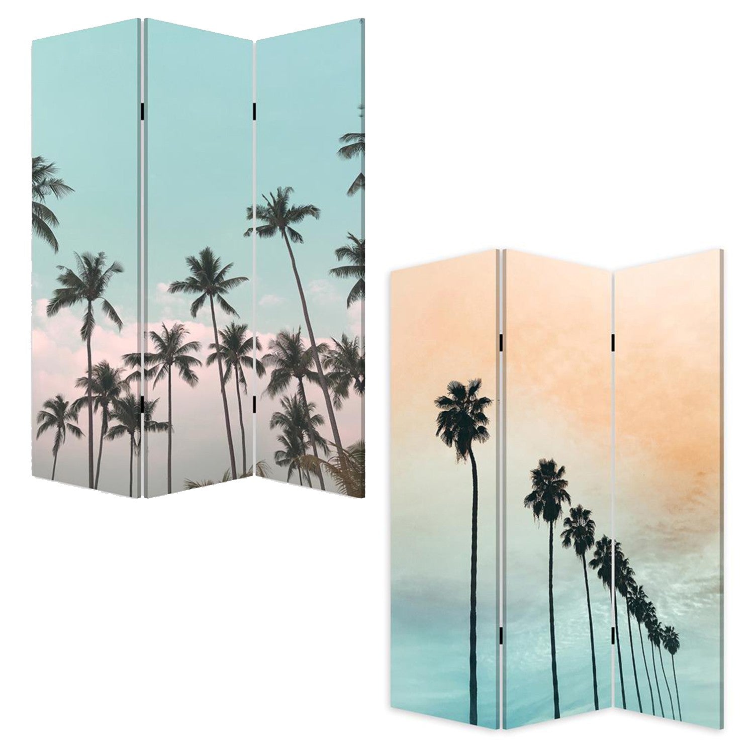 Tropical Palm Trees Room Three Panel Divider Screen-Room Dividers-DECOROLALA