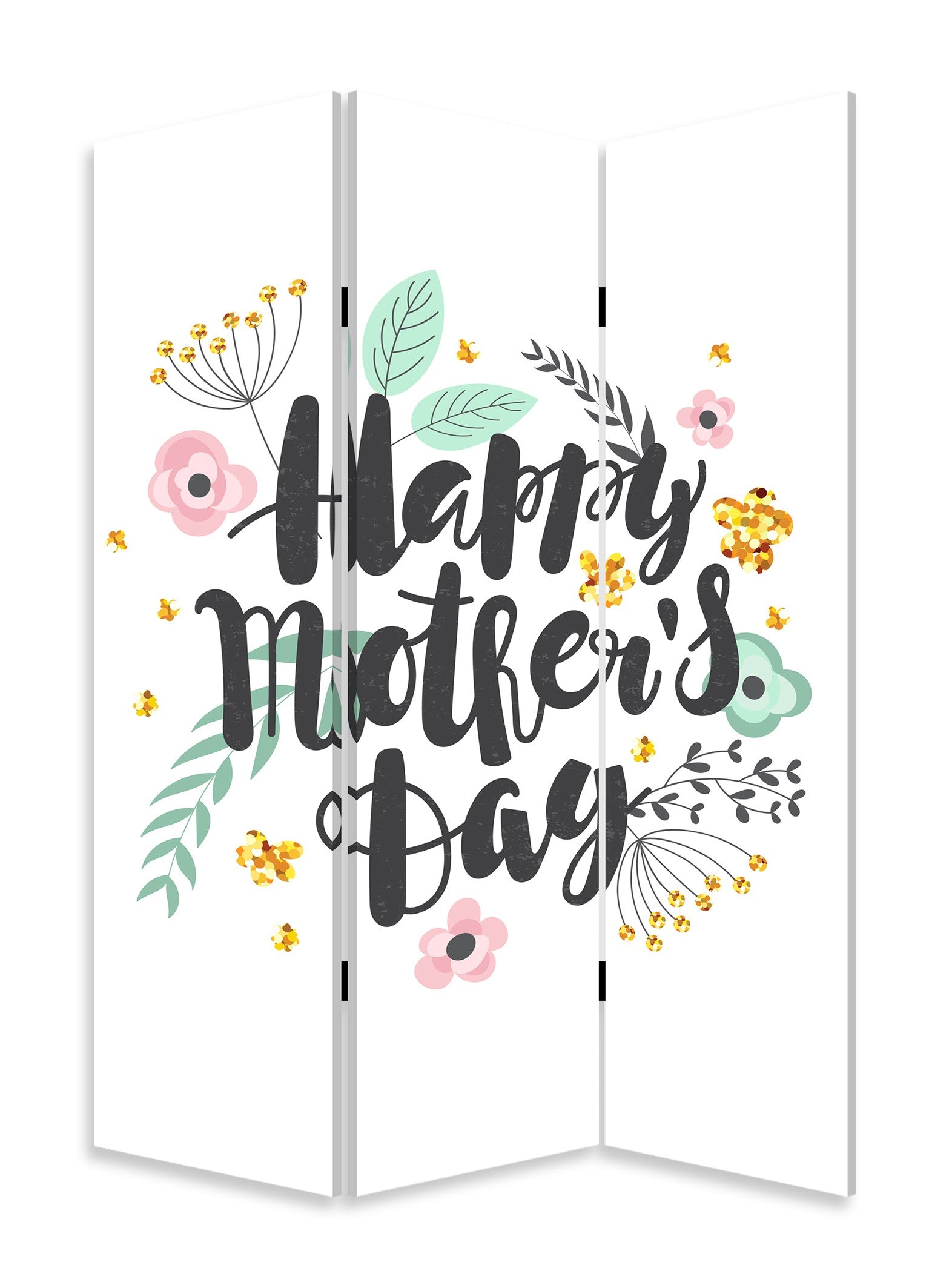 Sweet Floral Mother's Day Three Panel Room Divider Screen-Room Dividers-DECOROLALA