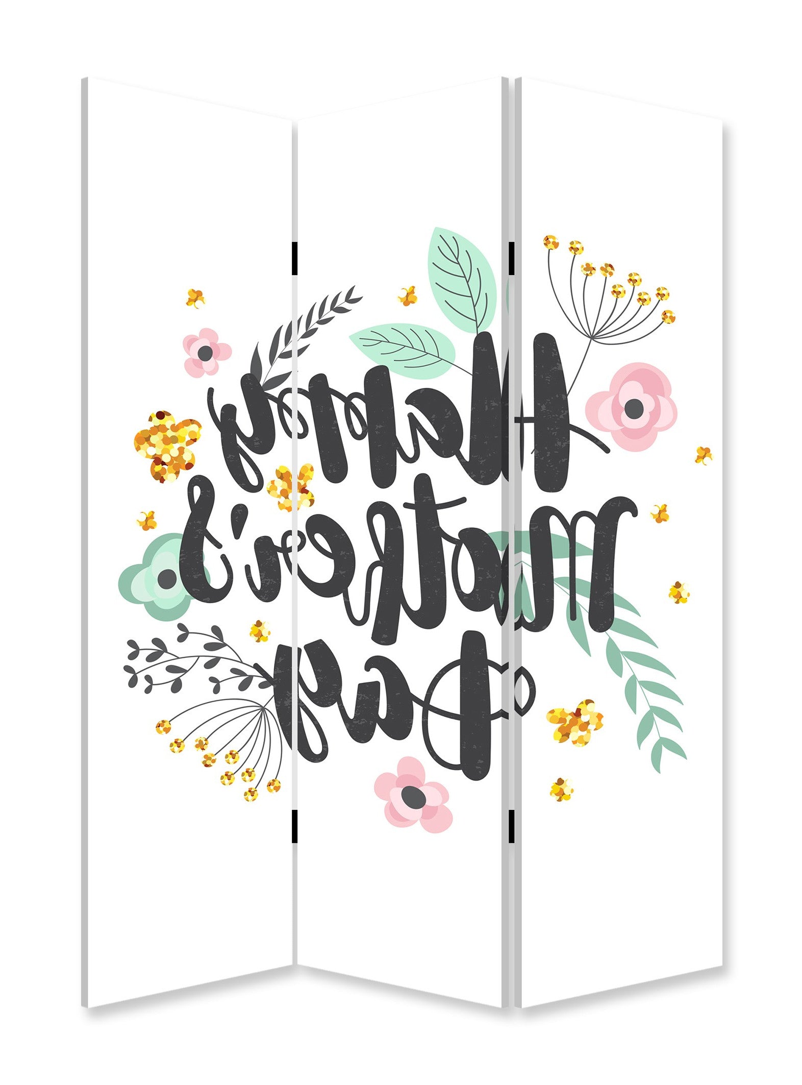 Sweet Floral Mother's Day Three Panel Room Divider Screen-Room Dividers-DECOROLALA
