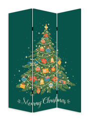 Festive Merry Christmas Three Panel Room Divider Screen-Room Dividers-DECOROLALA