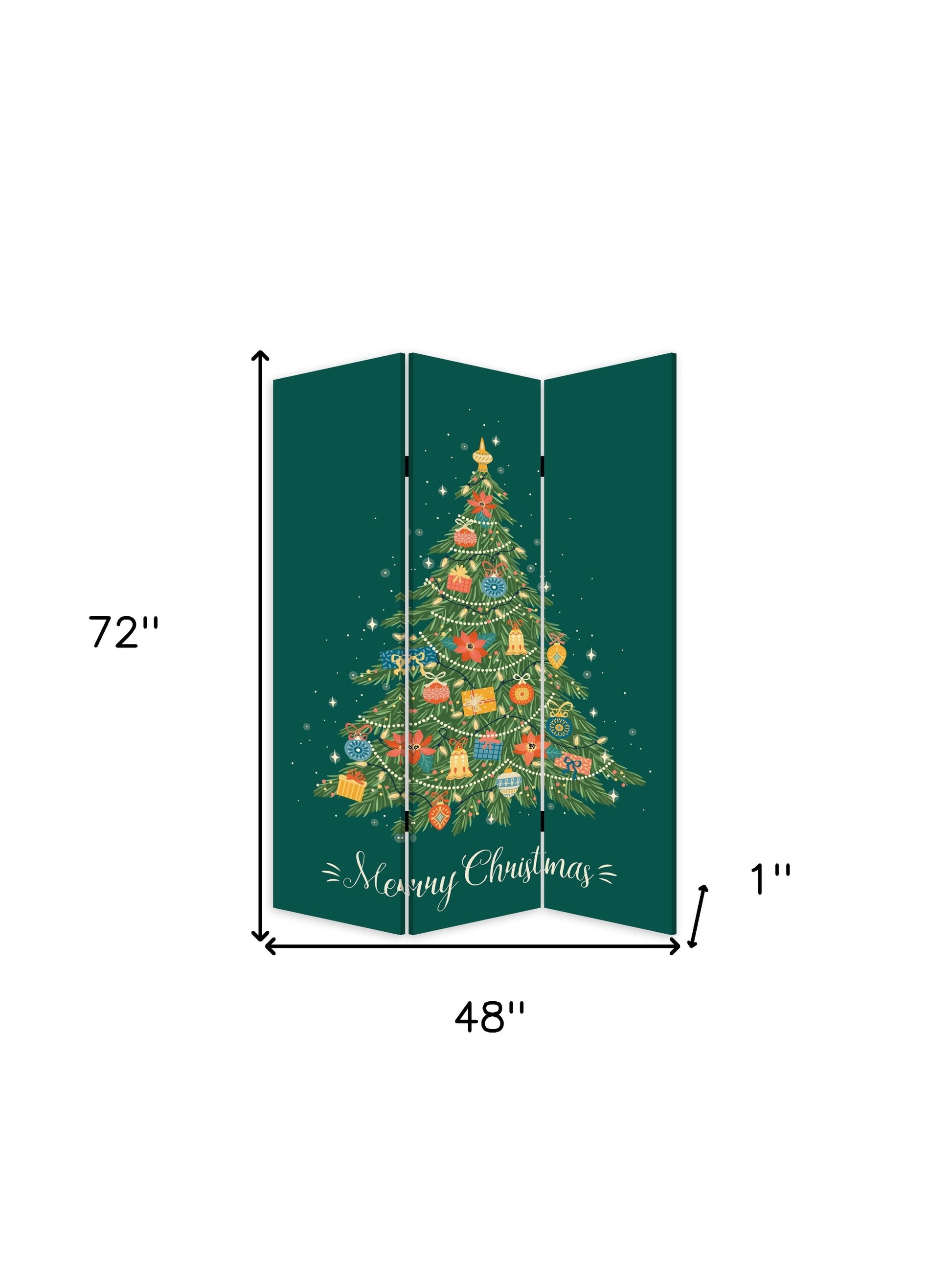 Festive Merry Christmas Three Panel Room Divider Screen-Room Dividers-DECOROLALA