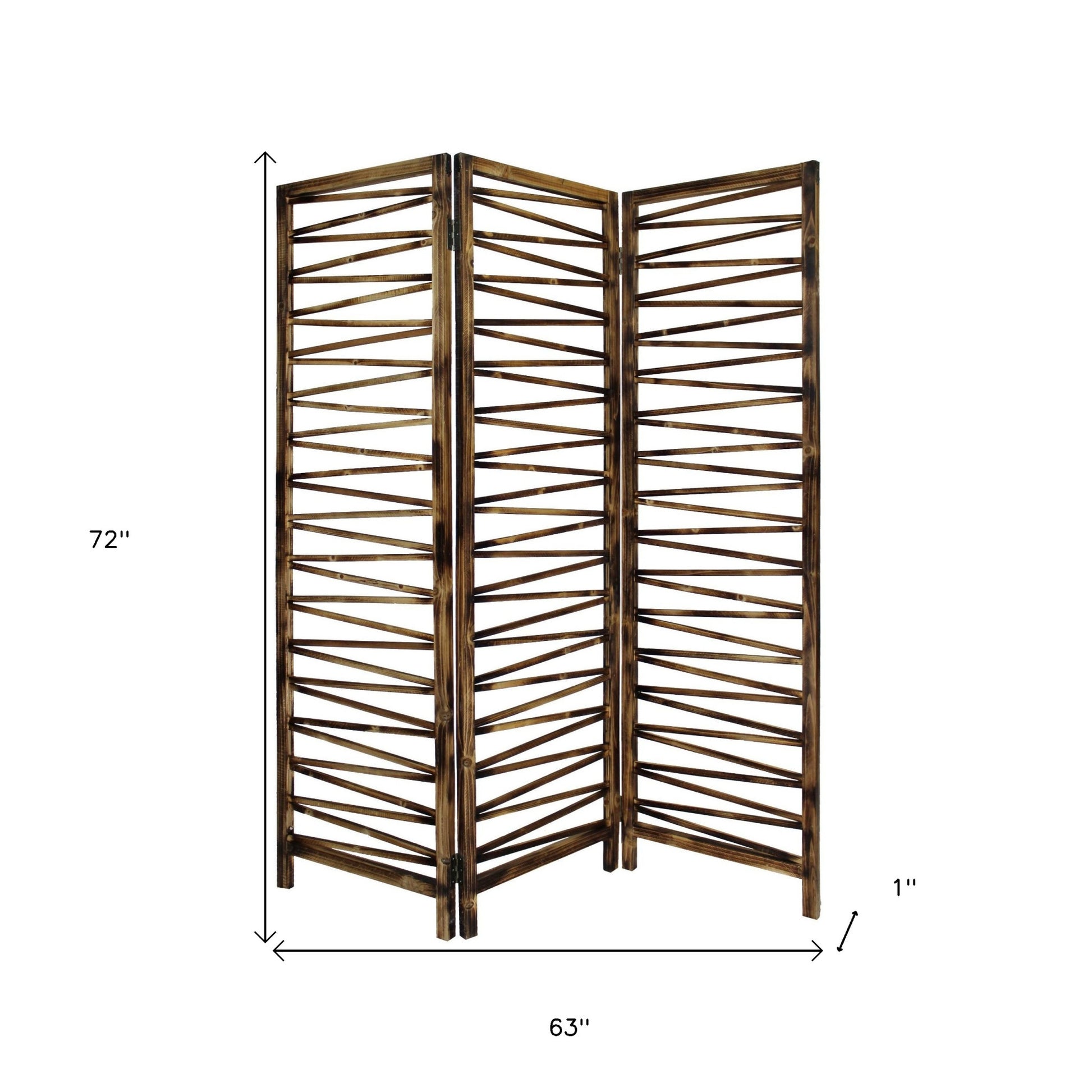 Rustic Geo Design Wood Three Panel Room Divider Screen-Room Dividers-DECOROLALA