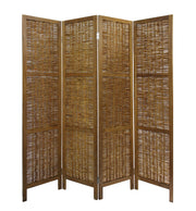 Brown Willow Four Panel Room Divider Screen-Room Dividers-DECOROLALA