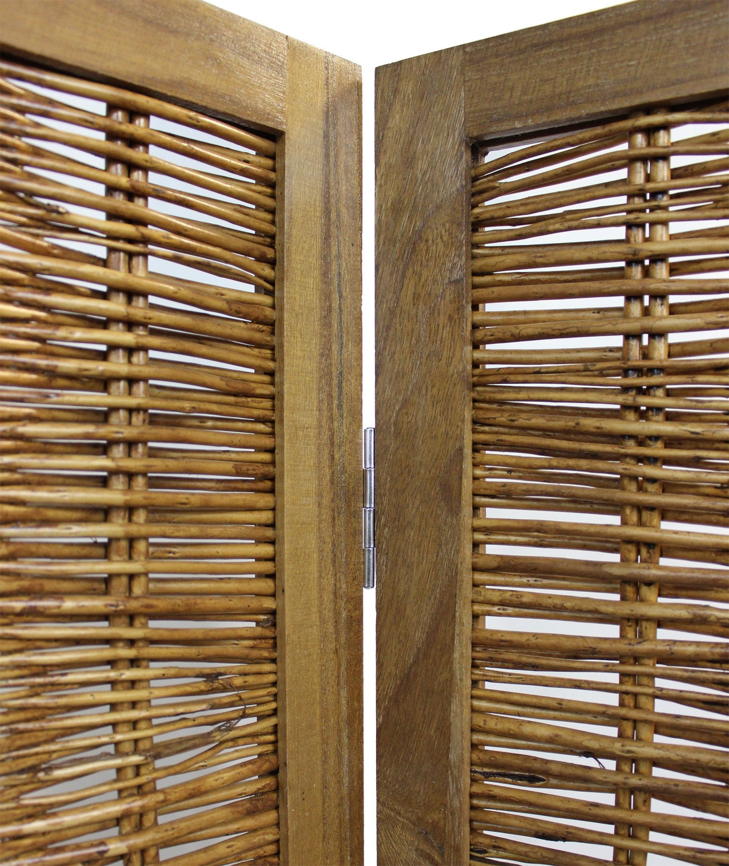 Brown Willow Four Panel Room Divider Screen-Room Dividers-DECOROLALA