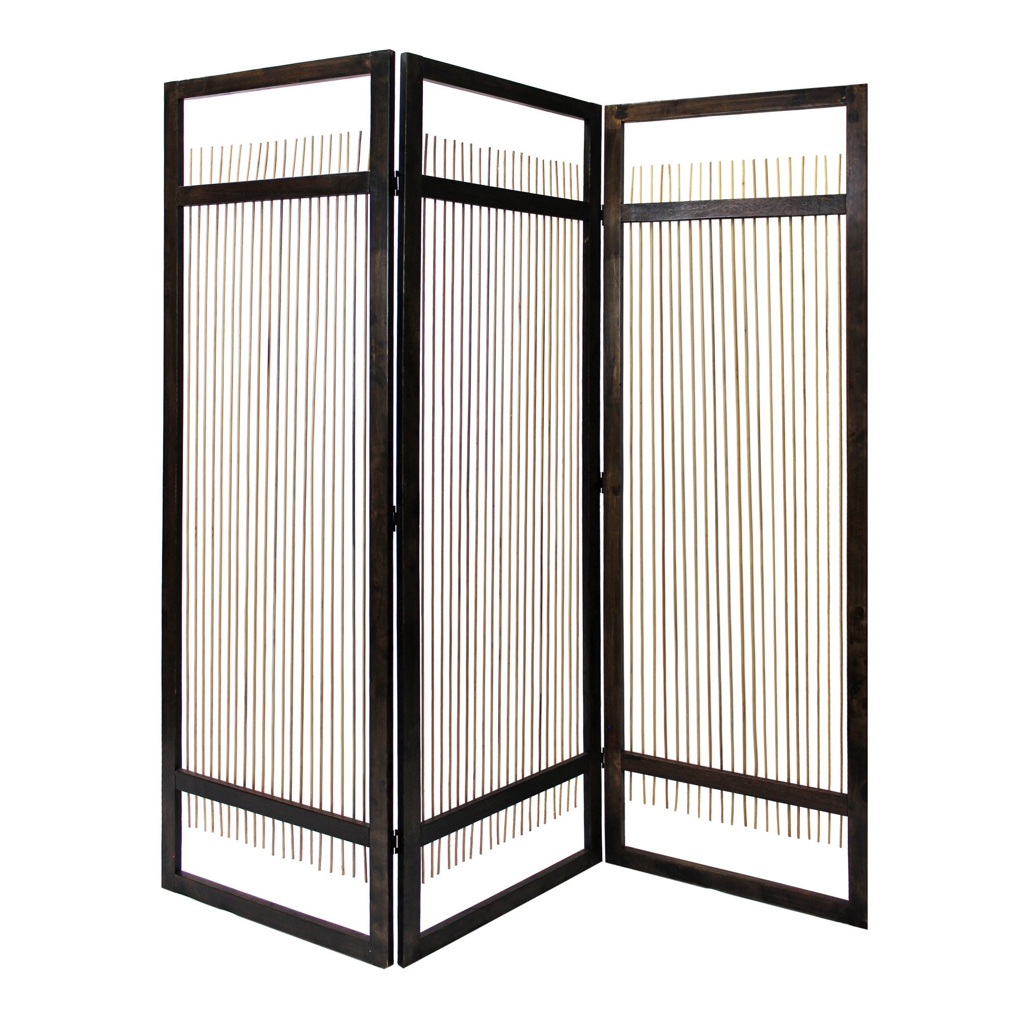 Light and Dark Rattan Three Panel Room Divider Screen-Room Dividers-DECOROLALA