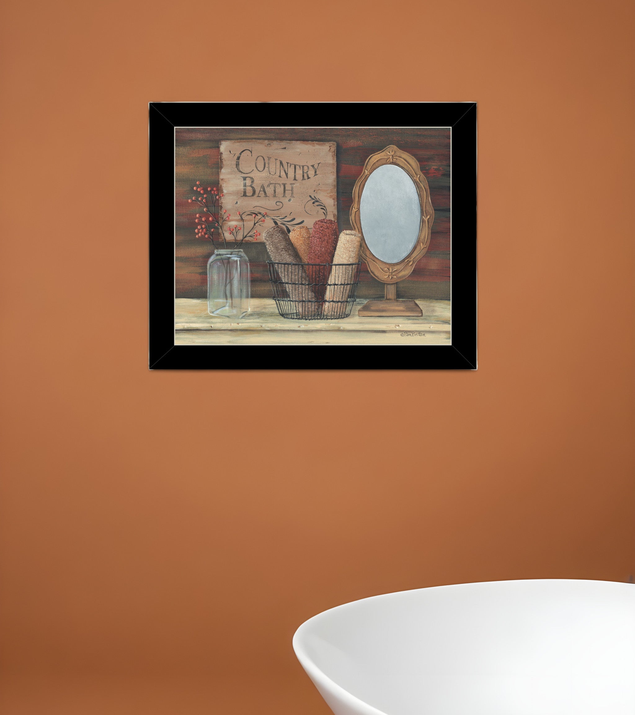 Country Bath 7 Black Framed Print Bathroom Wall Art-0