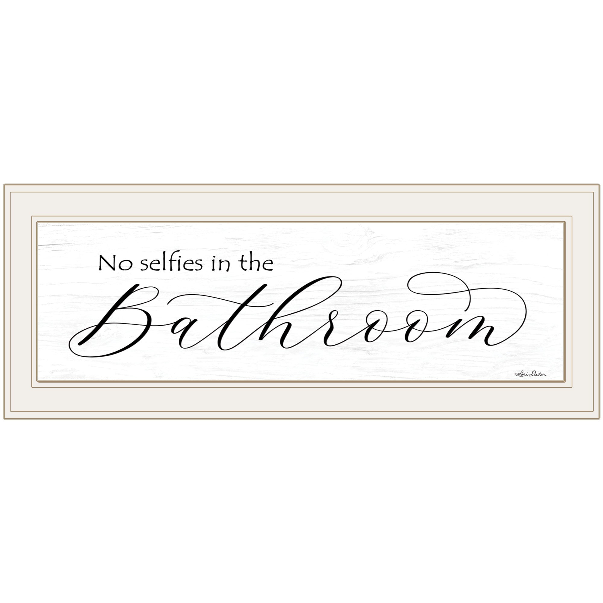 No Selfies in the Bathroom 1 White Framed Print Bathroom Wall Art-1