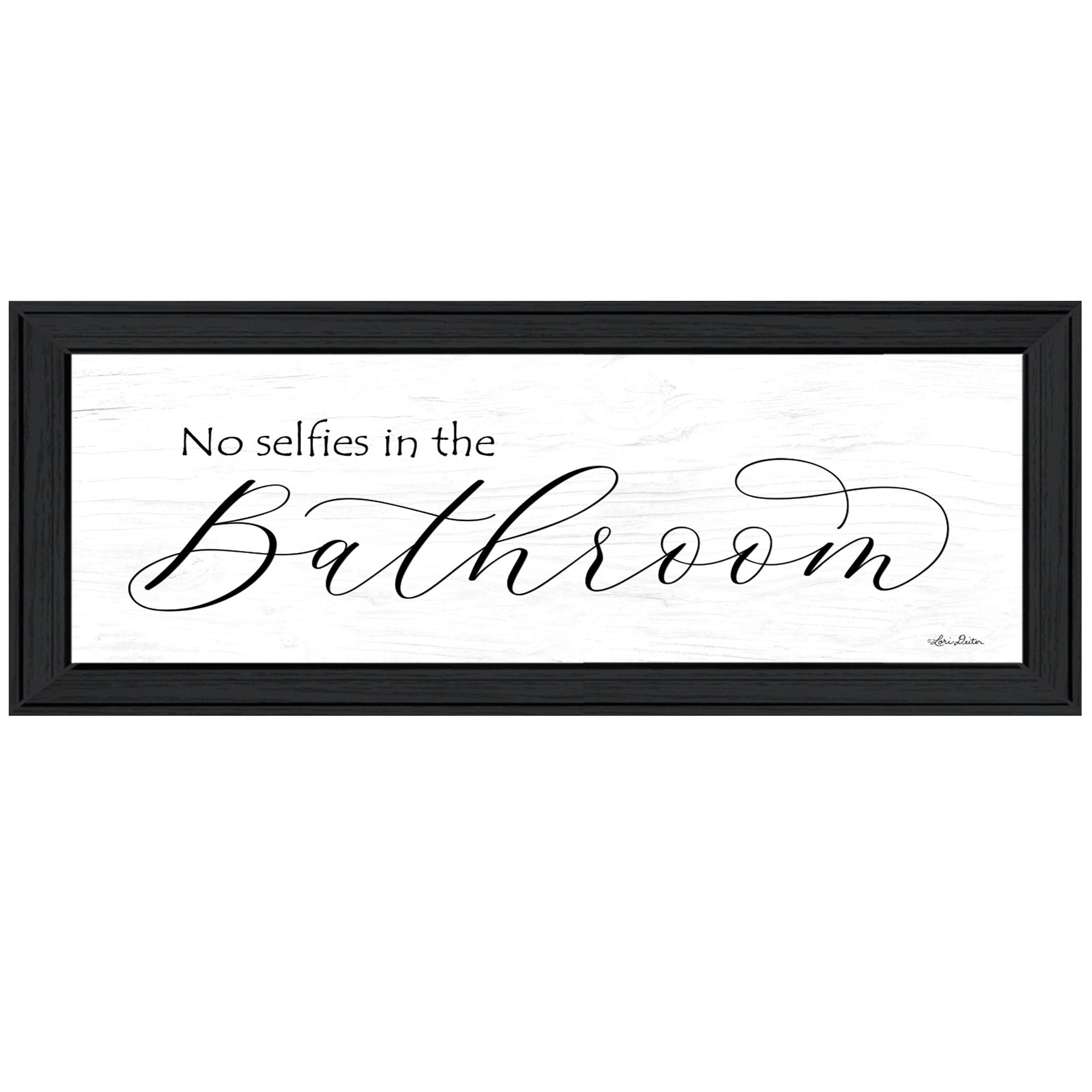 No Selfies in the Bathroom 2 Black Framed Print Bathroom Wall Art-1