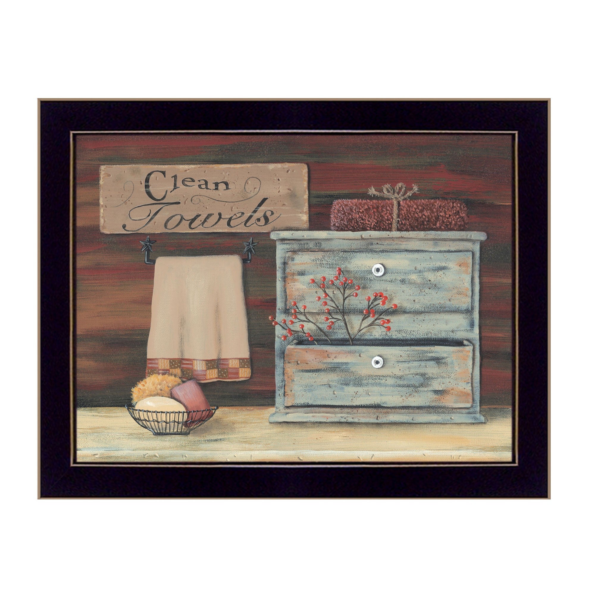 Clean Towels Black Framed Print Bathroom Wall Art-1