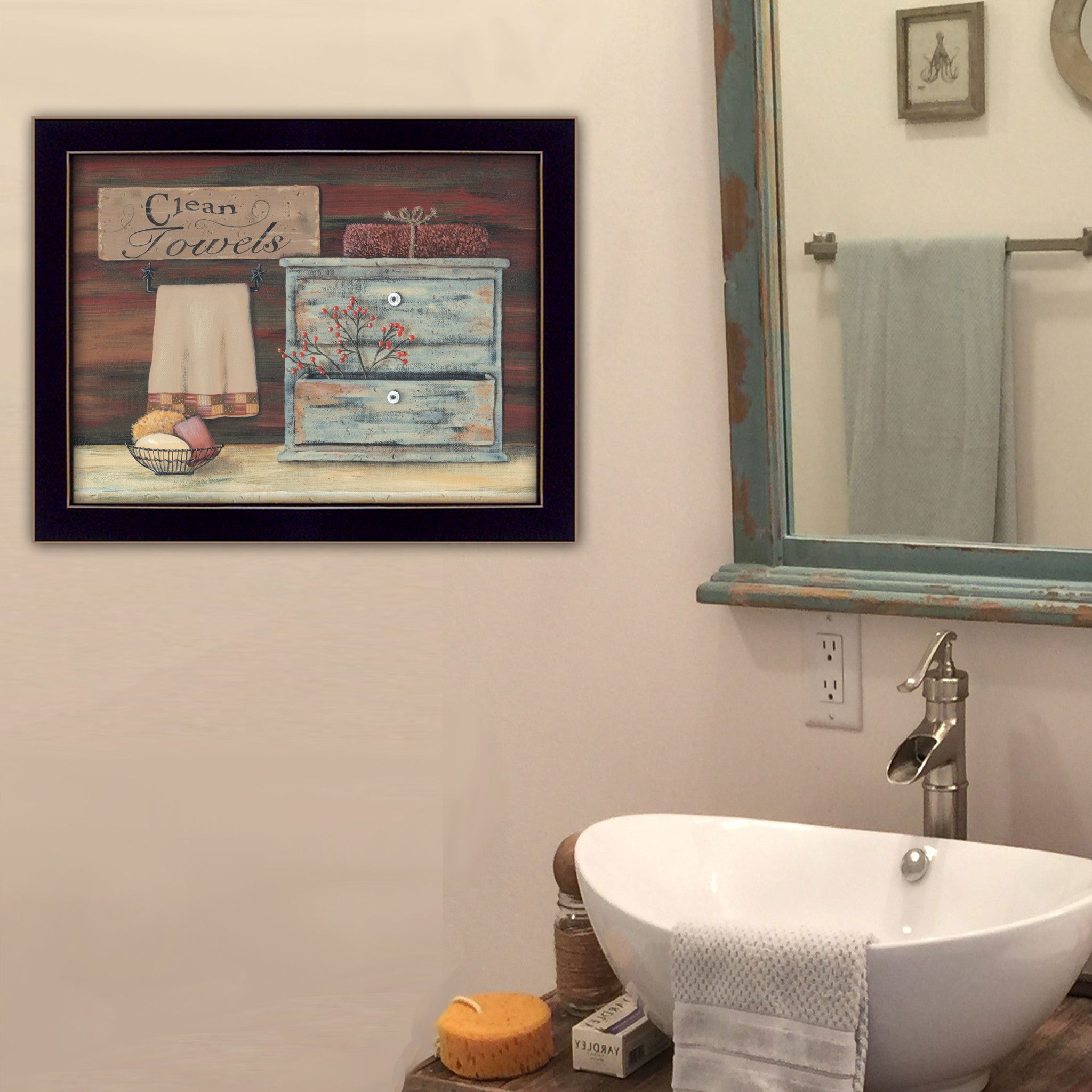 Clean Towels Black Framed Print Bathroom Wall Art-3