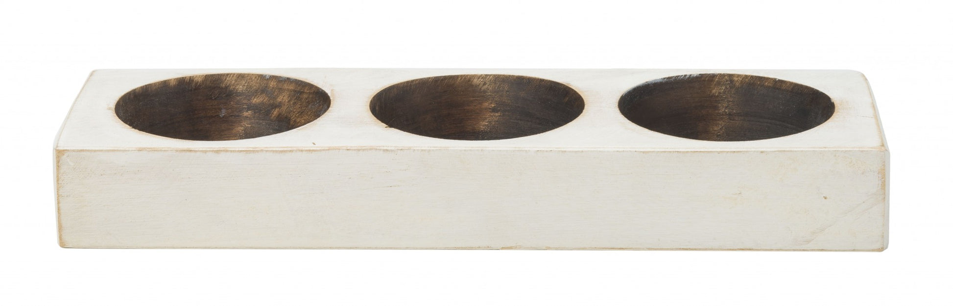 Distressed White 3 Hole Cheese Mold Candle Holder-Candle Holders-DECOROLALA