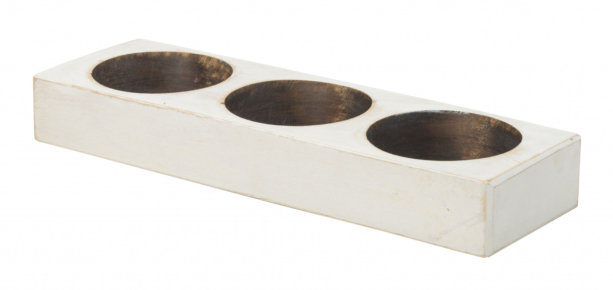 Distressed White 3 Hole Cheese Mold Candle Holder-Candle Holders-DECOROLALA