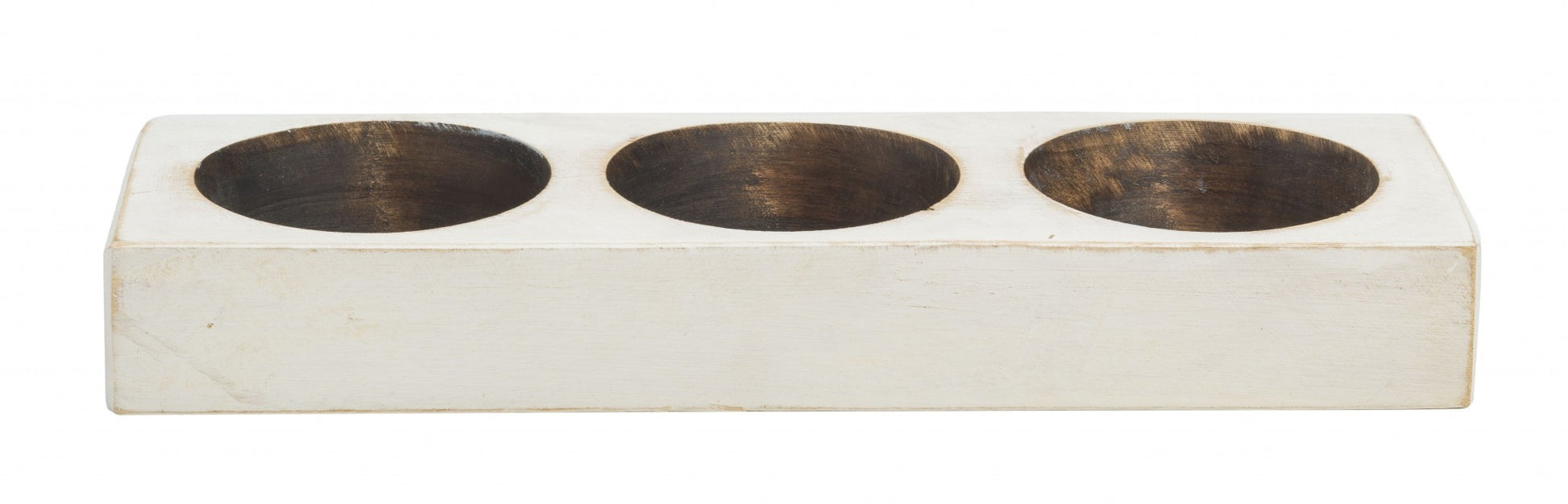 Distressed White 3 Hole Cheese Mold Candle Holder-Candle Holders-DECOROLALA