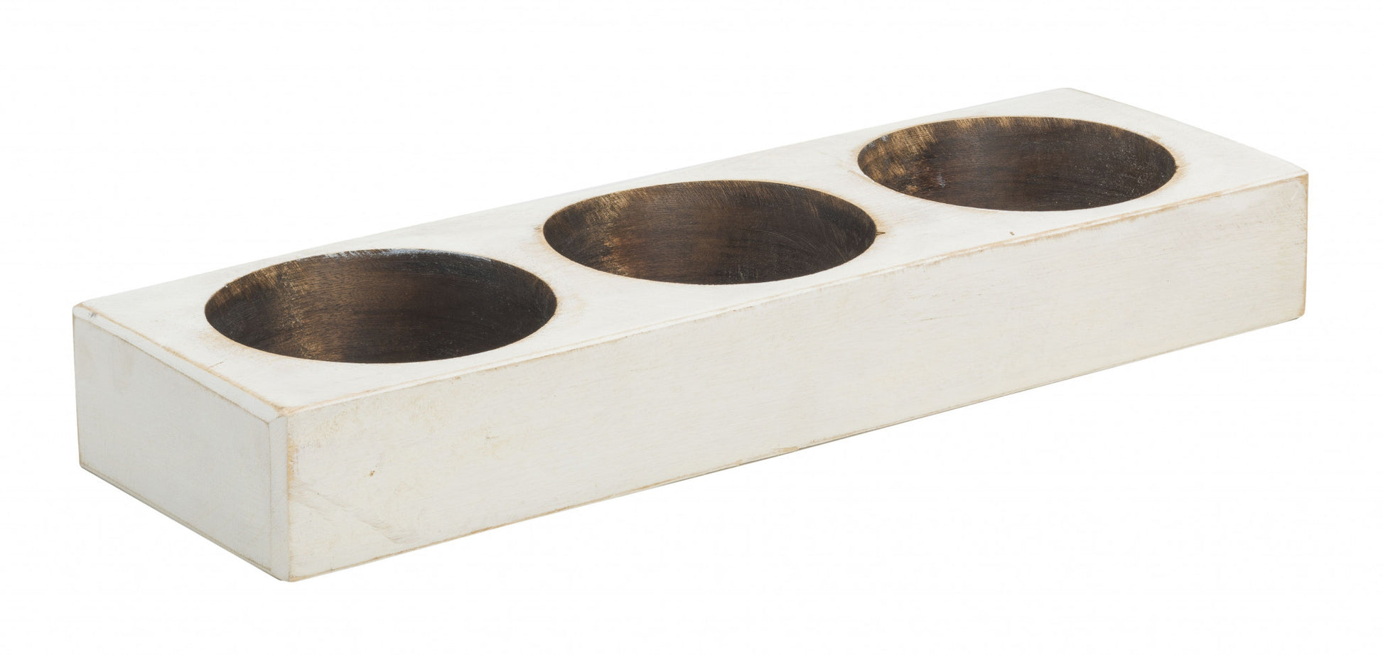 Distressed White 3 Hole Cheese Mold Candle Holder-Candle Holders-DECOROLALA