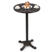 41.5 Inch Patio Round Bar Table Cast Aluminum Bistro Table for Garden-Bronze-Patio Coffee Tables-DECOROLALA