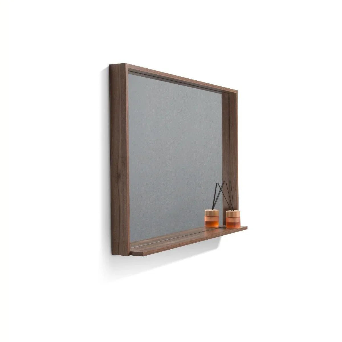 42" Allier Mirror with Shelf - Walnut-Mirror-DECOROLALA