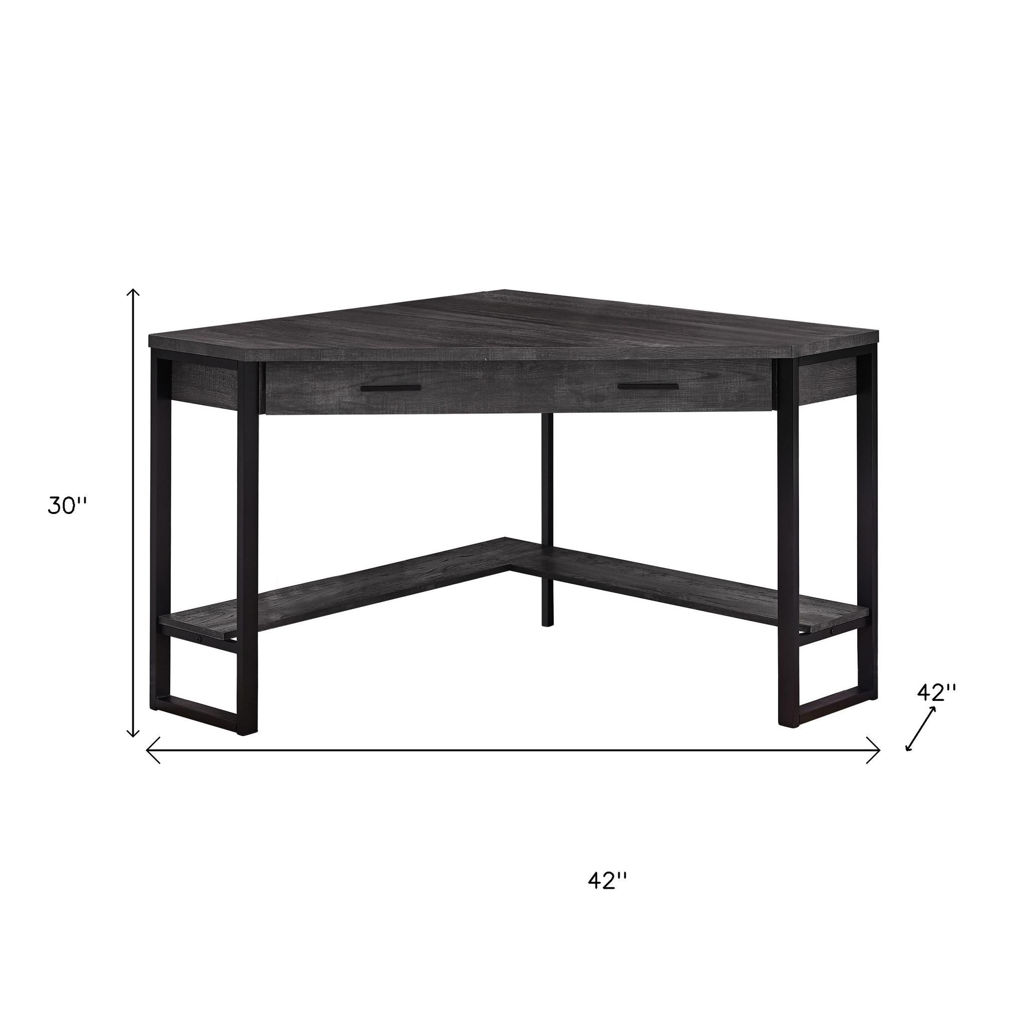 42" Black Corner Computer Desk-Desks-DECOROLALA
