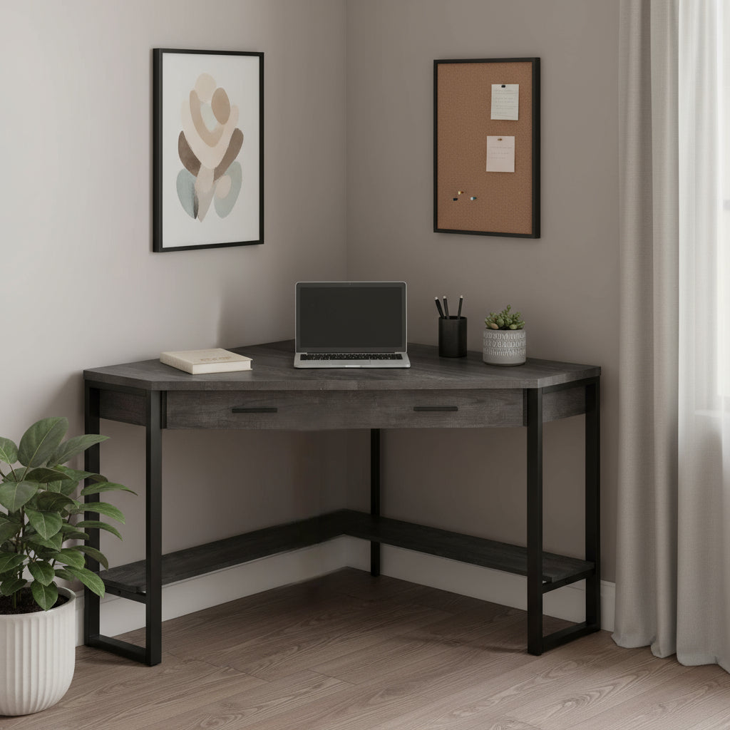 42" Black Corner Computer Desk-Desks-DECOROLALA