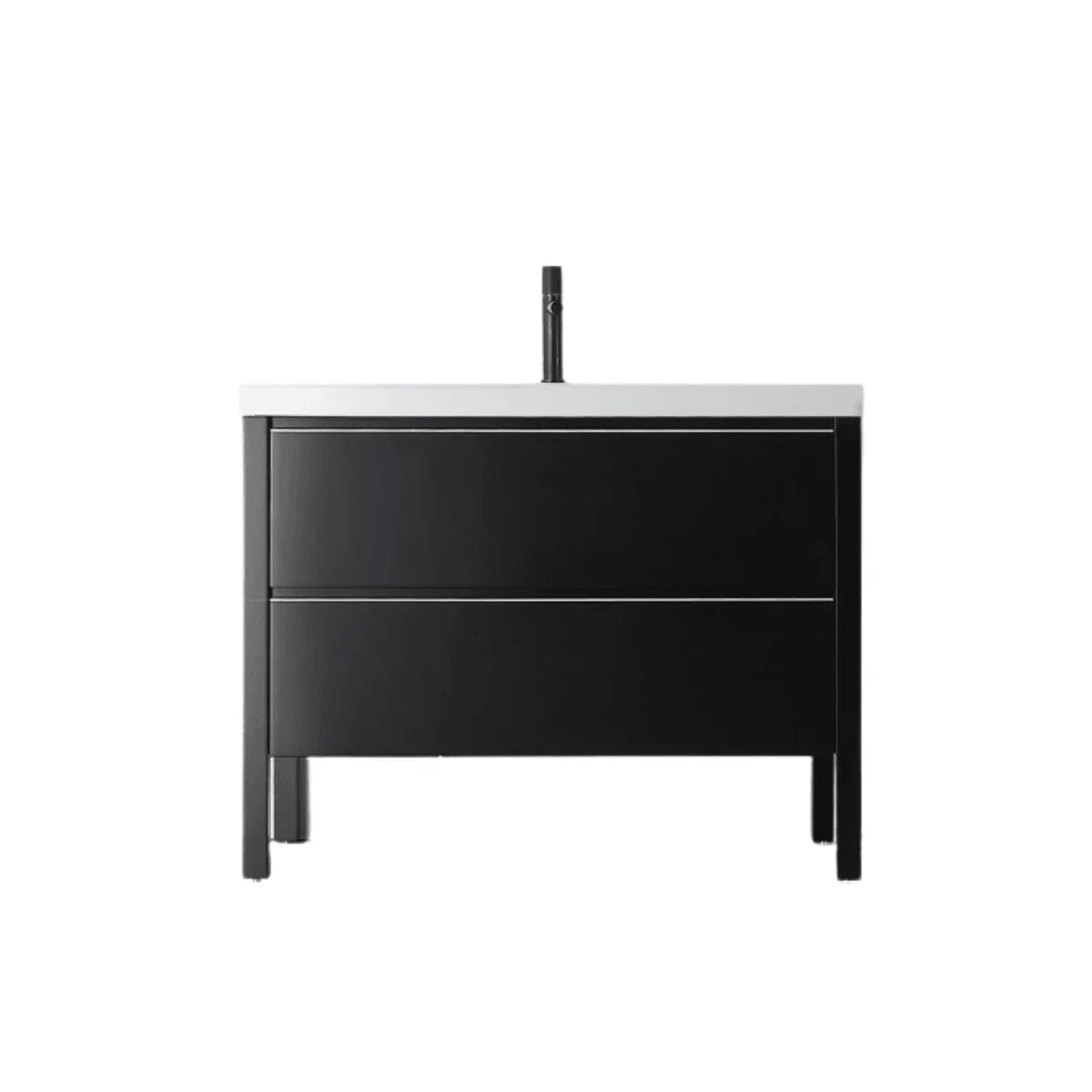 42" Black Freestanding Single Sink Bathroom Vanity with White Quartz Countertop-Migration_Bathroom Vanities-DECOROLALA