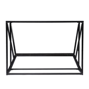 42" Black Glass Frame Console Table With Shelves-Console Tables-DECOROLALA