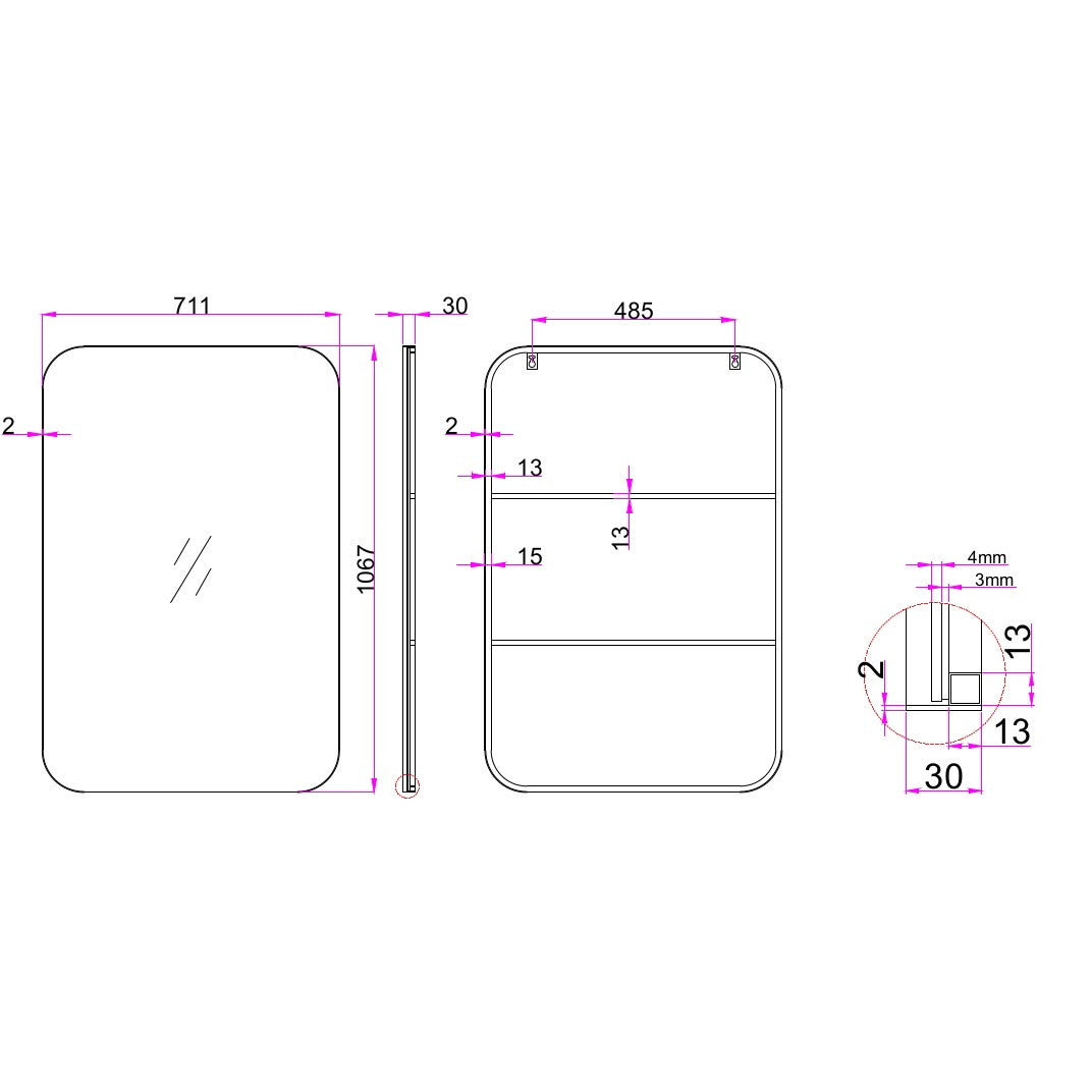 42" Black Metal Framed Accent Mirror-Mirrors-DECOROLALA