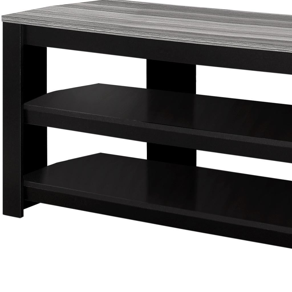42" Black and Gray Open Shelving TV Stand-TV Stands-DECOROLALA