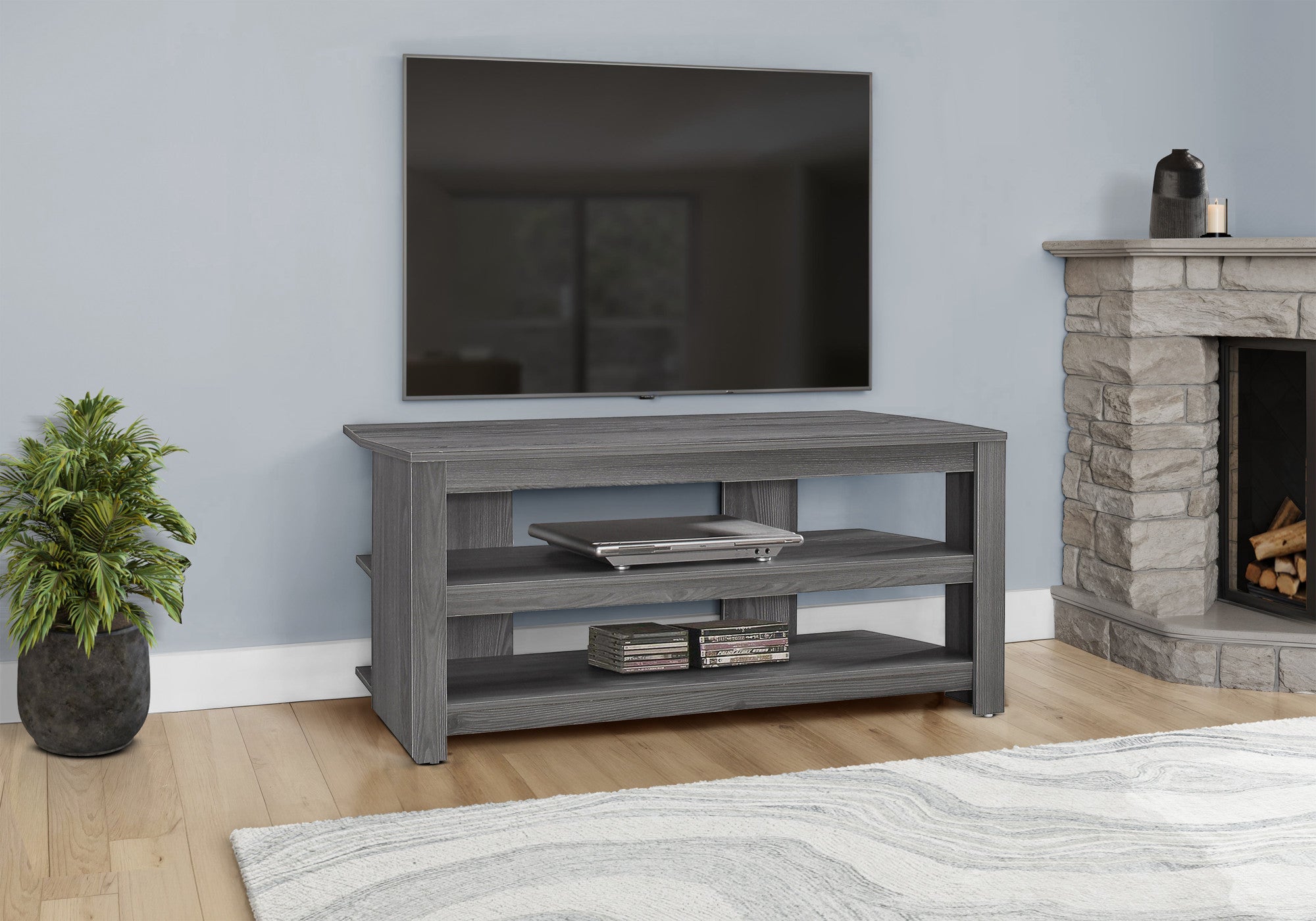 42" Black and Gray Open Shelving TV Stand-TV Stands-DECOROLALA
