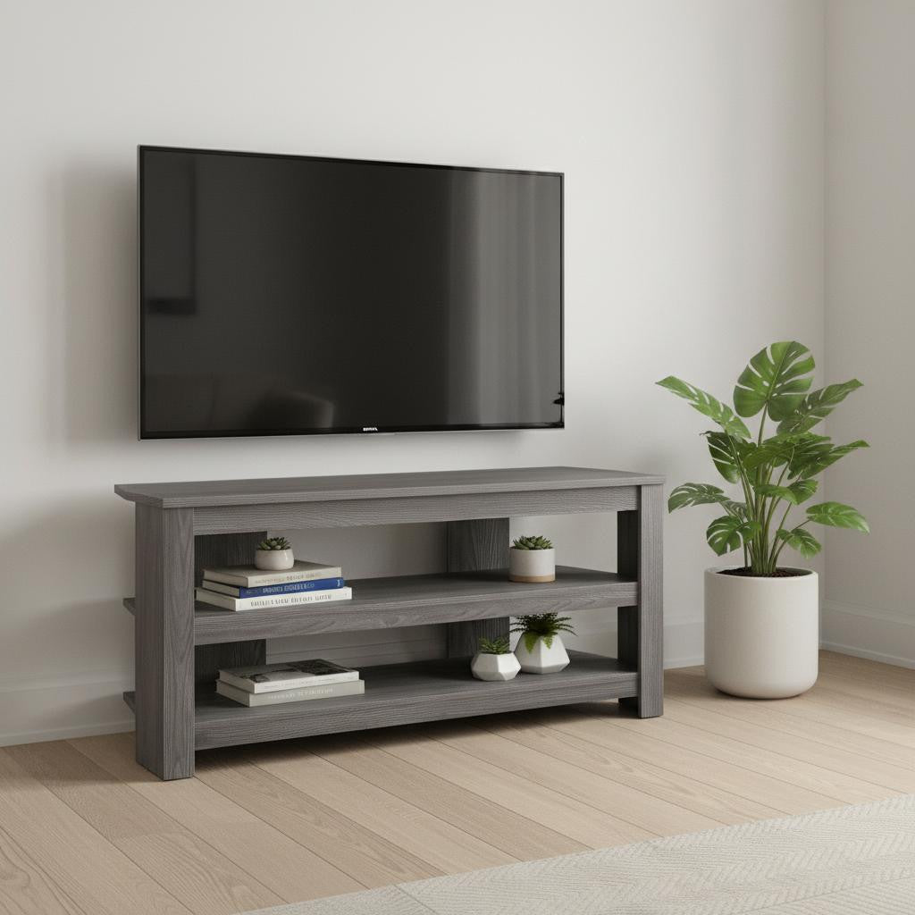 42" Black and Gray Open Shelving TV Stand-TV Stands-DECOROLALA